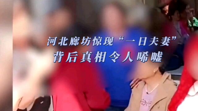 河北廊坊惊现“一日夫妻”,背后真相令人唏嘘