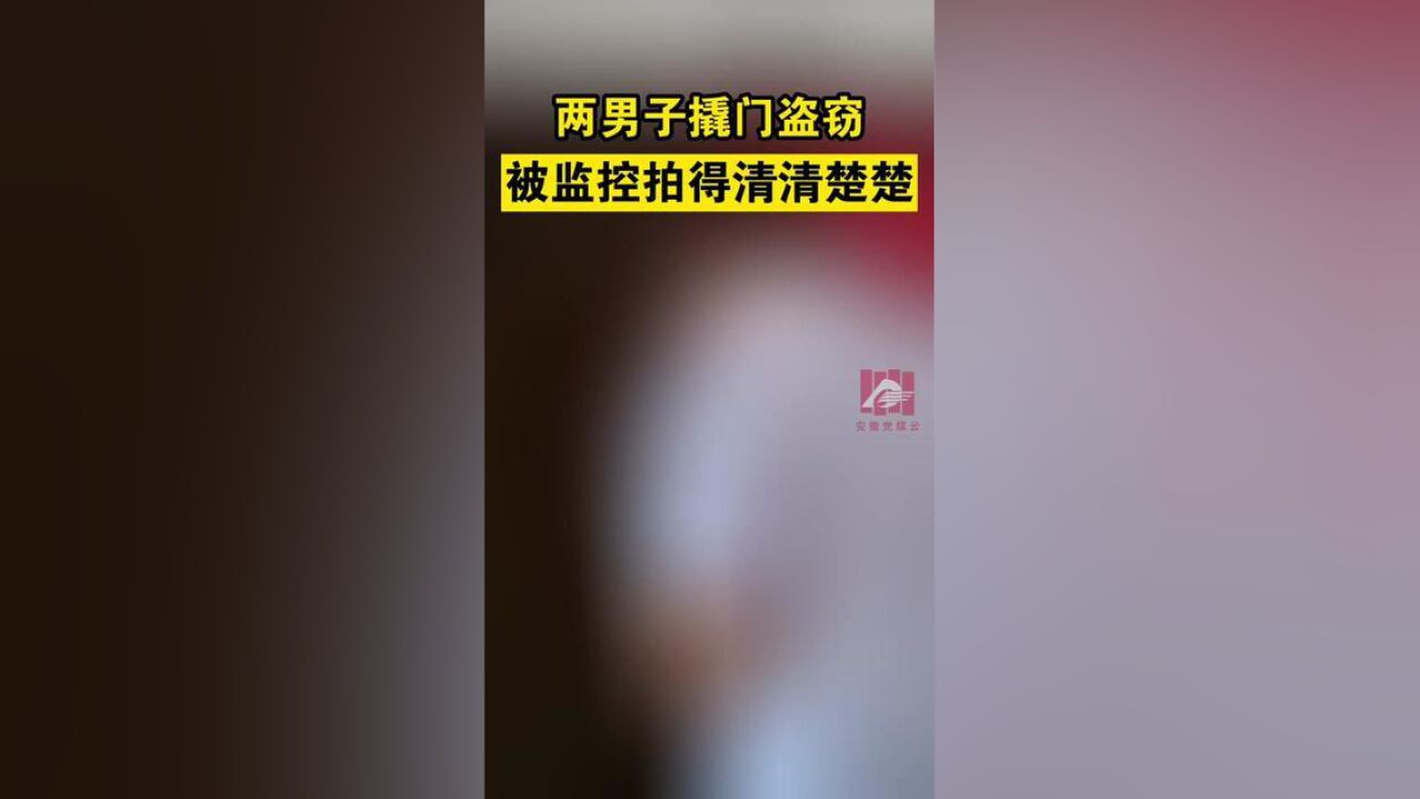 两男子撬门盗窃,被监控拍得清清楚楚