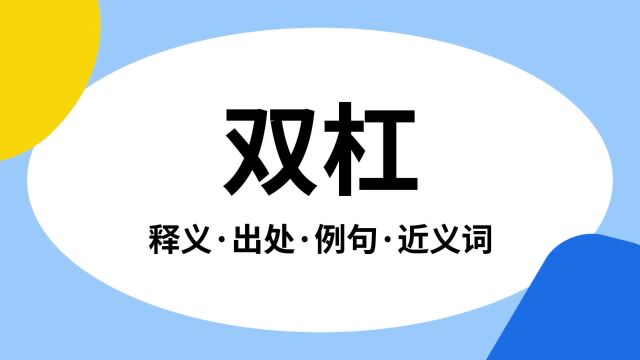 “双杠”是什么意思?