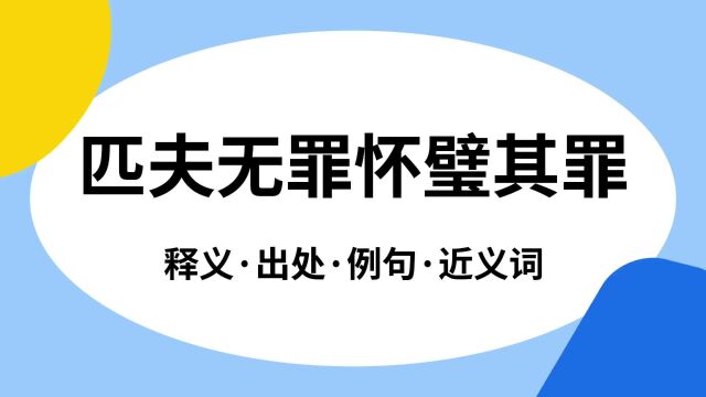 “匹夫无罪怀璧其罪”是什么意思?