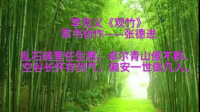 草书创作四条屏之二:现代诗人李克义《观竹》(书法:张德进) #金宝斋德进书法 #书法作品 #行草书法