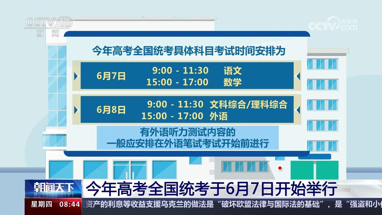 今年高考全国统考于6月7日开始举行