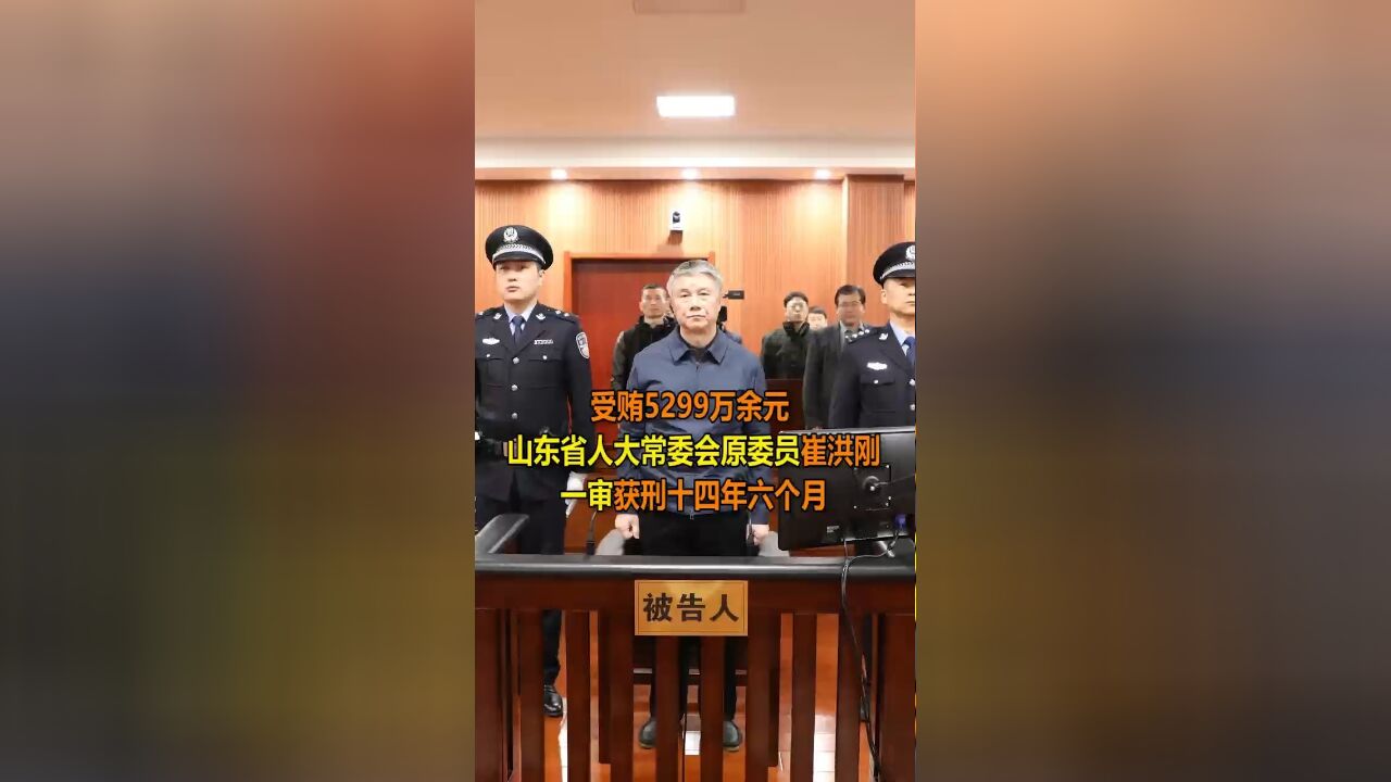 受贿5299万余元,山东省人大常委会原委员崔洪刚一审获刑十四年六个月