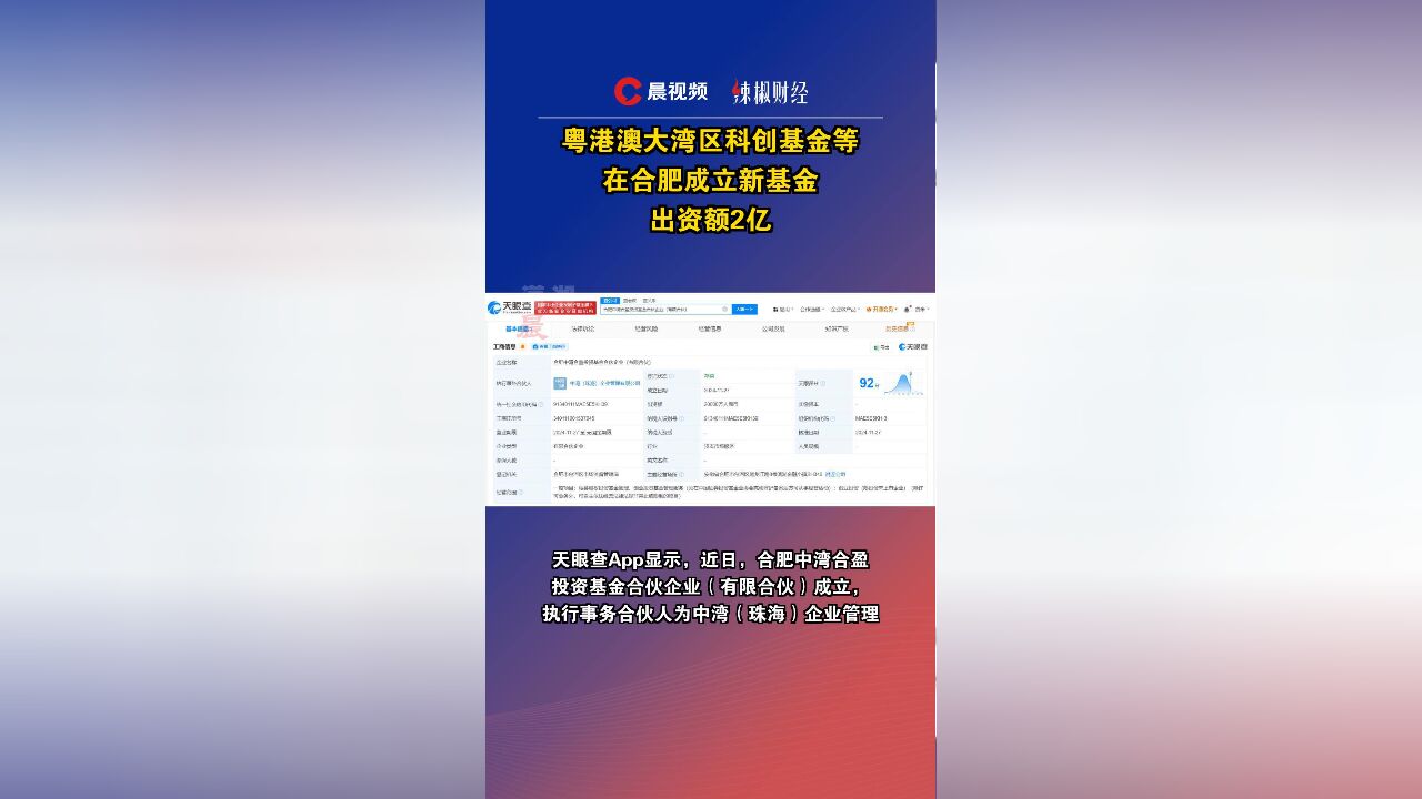 粤港澳大湾区科创基金等在合肥成立新基金,出资额2亿