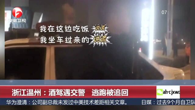 浙江温州:酒驾遇交警 逃跑被追回