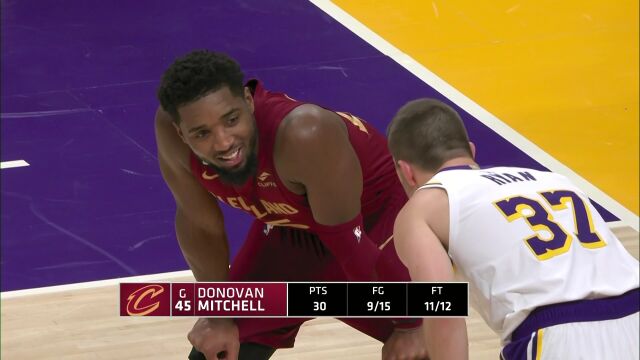 NBA常规赛：骑士vs湖人第4节英文原声回放