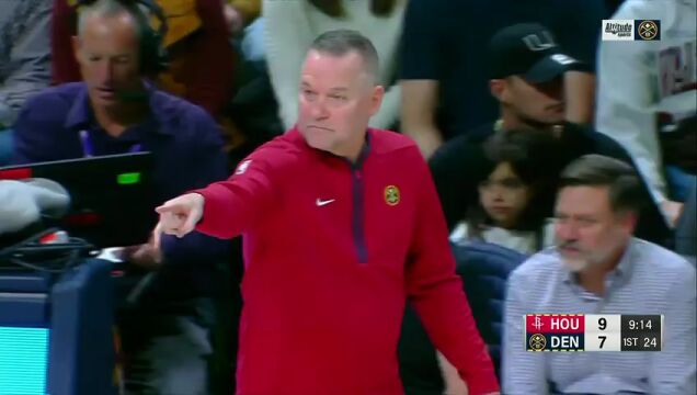 NBA常规赛：火箭vs掘金第1节英文原声回放