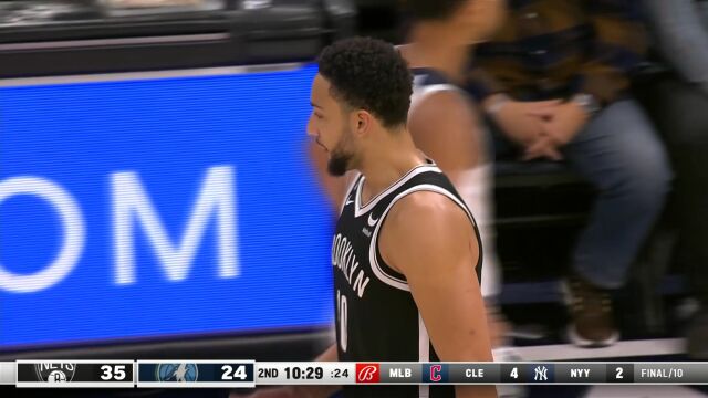 NBA季前赛：篮网vs森林狼第2节英文原声回放