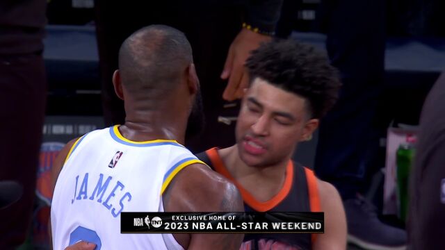 距离破纪录还差89分 詹姆斯赛后拥抱兰德尔