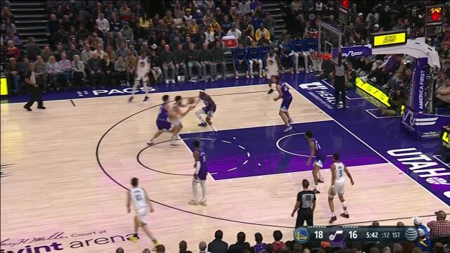 NBA常规赛：勇士vs爵士第1节中文解说回放