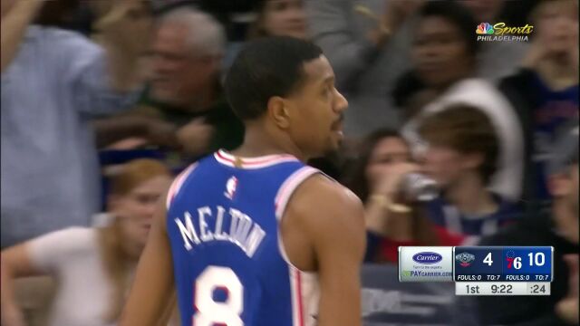 恩比德抢断策动反击 助攻梅尔顿甜点味三分一箭穿心