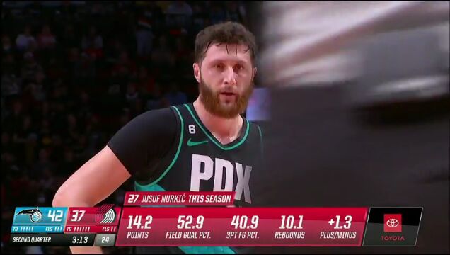 NBA常规赛：魔术vs开拓者第2节英文原声回放