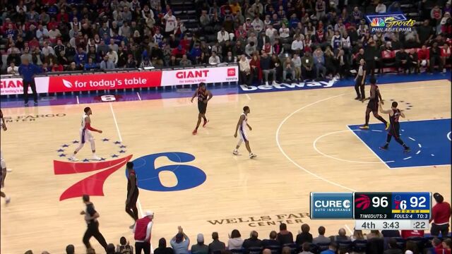 NBA常规赛：猛龙vs费城第4节英文原声回放