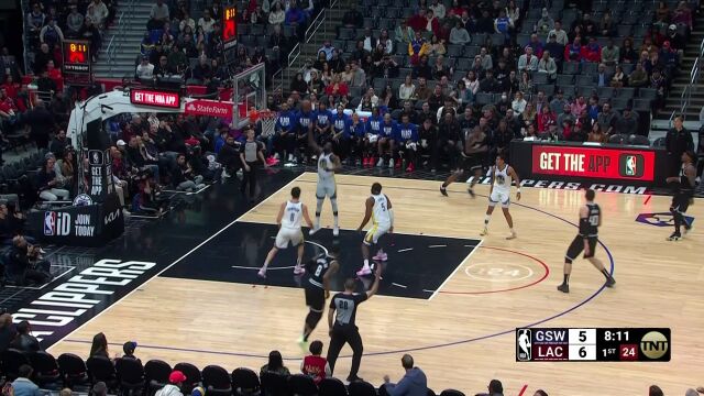 NBA常规赛：勇士vs快船第1节英文原声回放