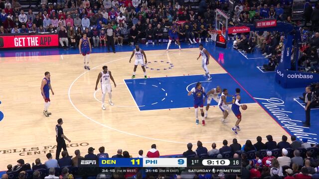 掘金vs费城精华回放 恩比德爆砍47+18费城送掘金两连败