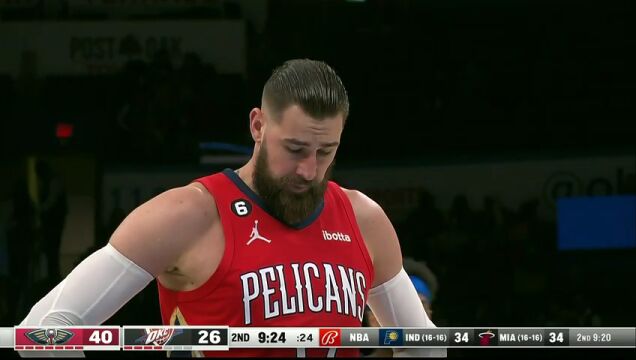 NBA常规赛：鹈鹕vs雷霆第2节英文原声回放