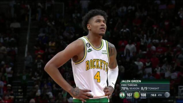NBA常规赛：凯尔特人vs火箭第4节英文原声回放