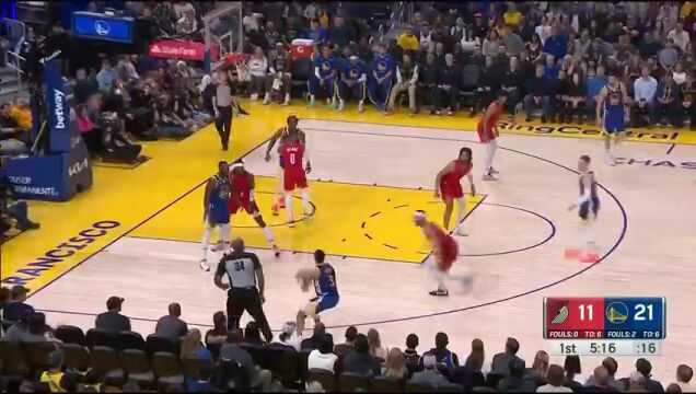 NBA常规赛：开拓者vs勇士第1节英文原声回放