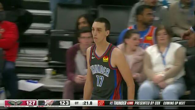 NBA常规赛：鹈鹕vs雷霆加时赛英文原声回放