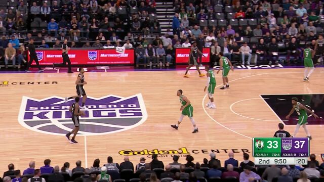 NBA常规赛：凯尔特人vs国王英文原声全场回放