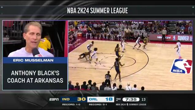 NBA夏季联赛：步行者vs魔术第2节 英文解说回放