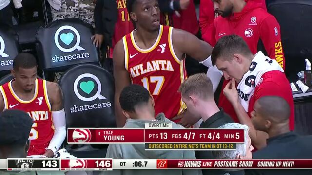 NBA常规赛：篮网vs老鹰加时赛中文解说回放