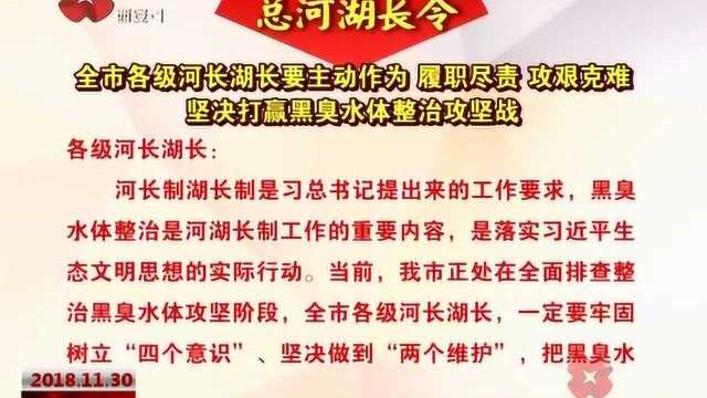 全市各级河长湖长要主动作为 履职尽责 攻艰克难