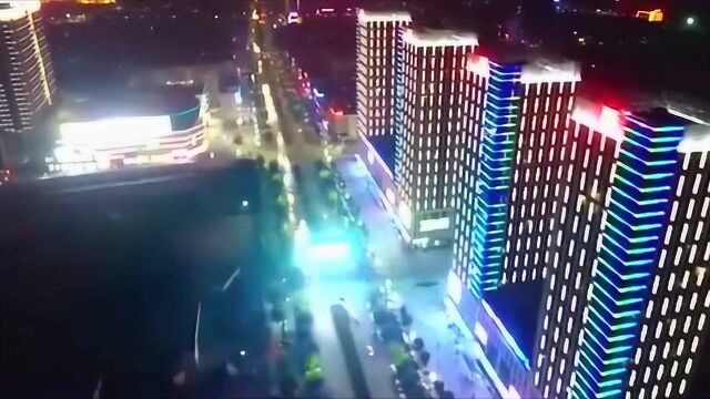 航拍中国:渭南璀璨夜景,霓虹的灯光,点亮城市的美