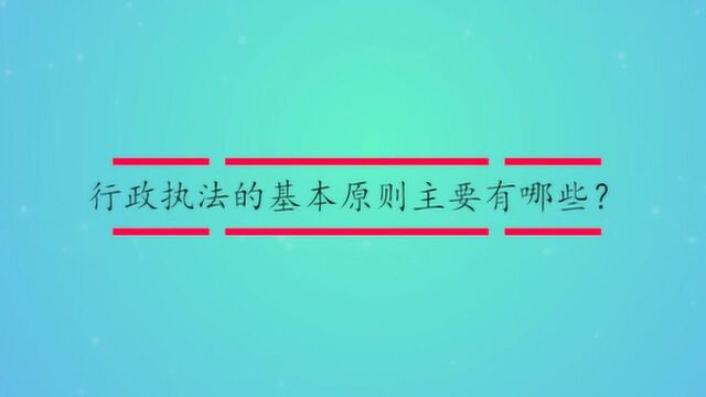 行政执法的基本原则主要有哪些?