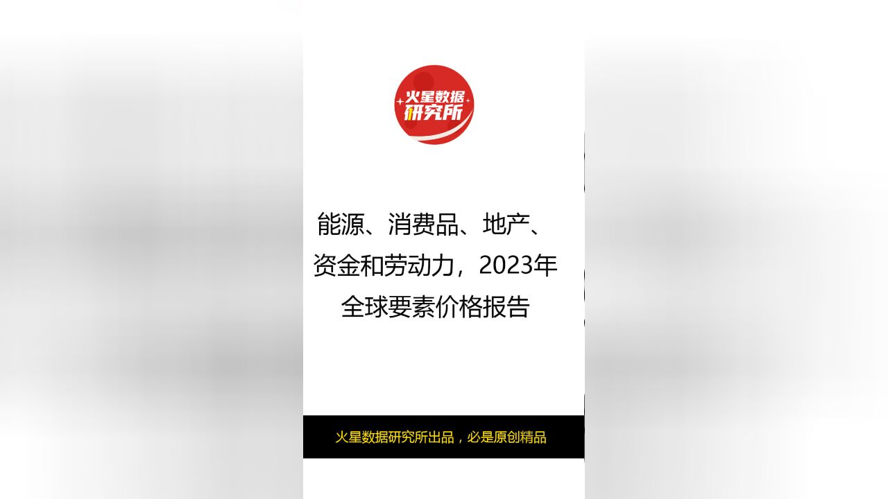 能源、消费品、地产、资金和劳动力,2023年全球要素价格报告