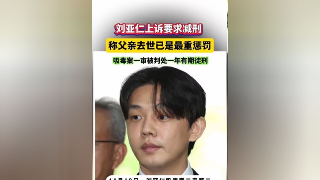 刘亚仁上诉要求减刑,称父亲去世已是最重的惩罚