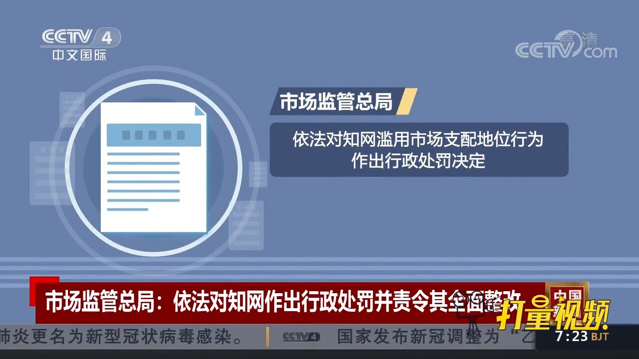 市场监管总局:依法对知网作出行政处罚并责令其全面整改