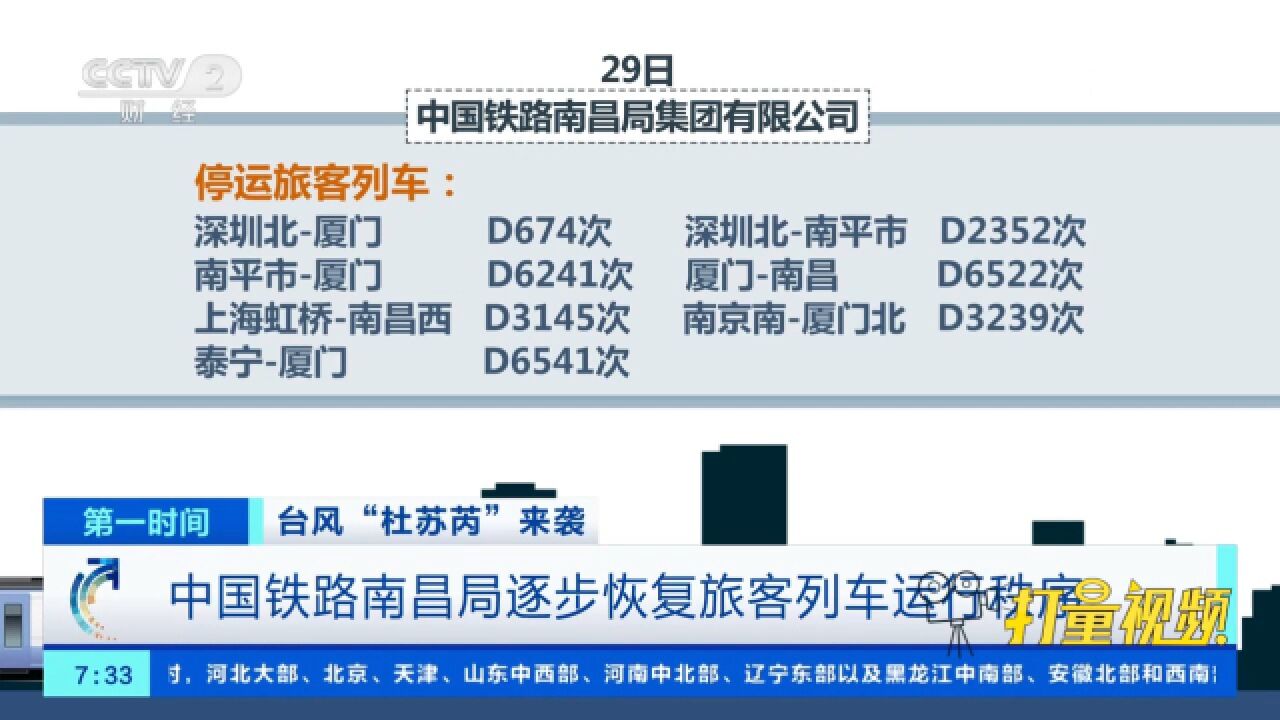 台风强度逐渐减弱,中国铁路南昌局逐步恢复旅客列车运行秩序