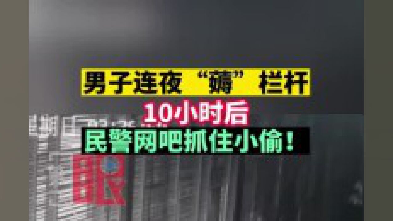 第一眼|男子连夜“薅”栏杆,10小时后民警网吧抓住小偷!