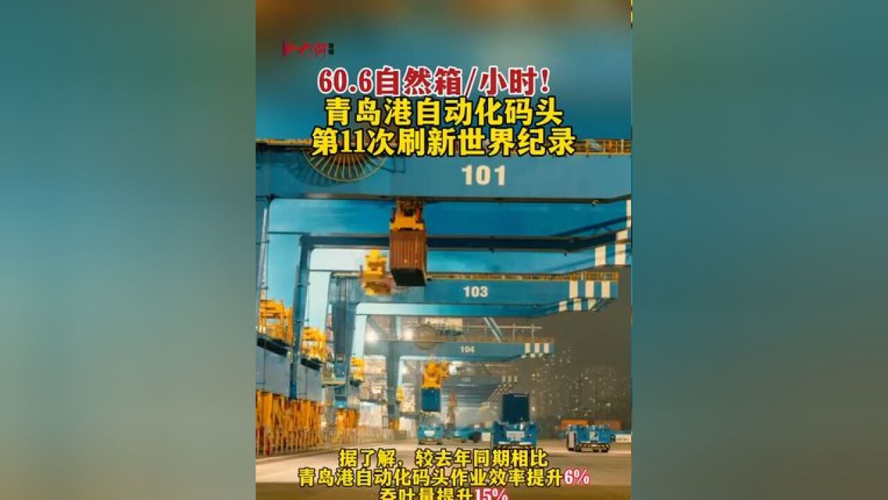 60.6自然箱/小时!青岛港自动化码头第11次刷新世界纪录