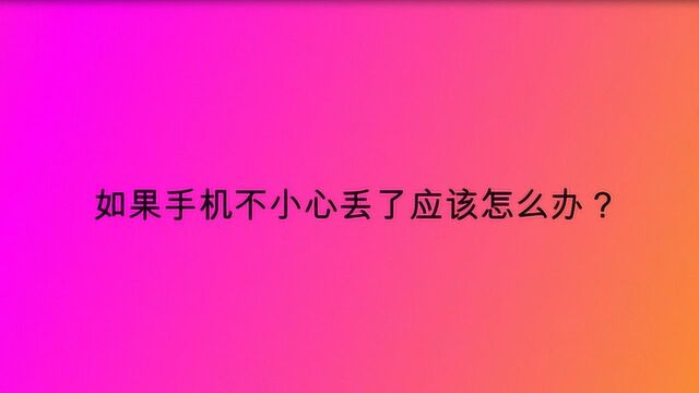 如果手机不小心丢了应该怎么办?