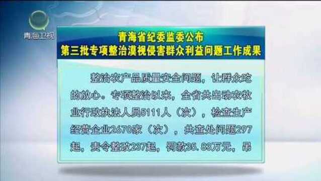 青海省纪委监委公布第三批专项整治漠视侵害群众利益问题工作成果