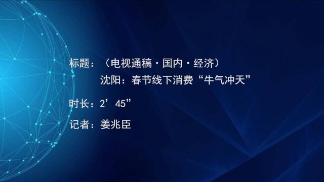 (电视通稿ⷥ›𝥆…ⷮŠ经济)沈阳:春节线下消费“牛气冲天”