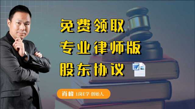 没有散过伙,不知道股东协议重要性,免费领取专业律师版股东协议