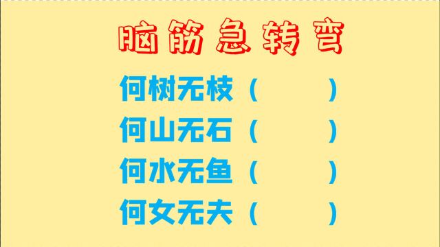 脑筋急转弯,何树无枝,何山无石,何水无鱼呢?