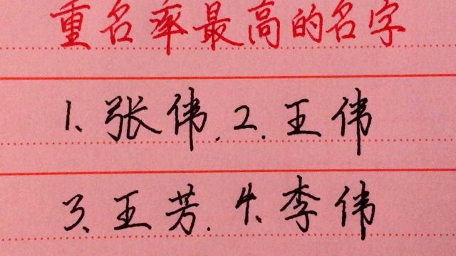 人口普查中重名率最高的名字,你身边多吗?