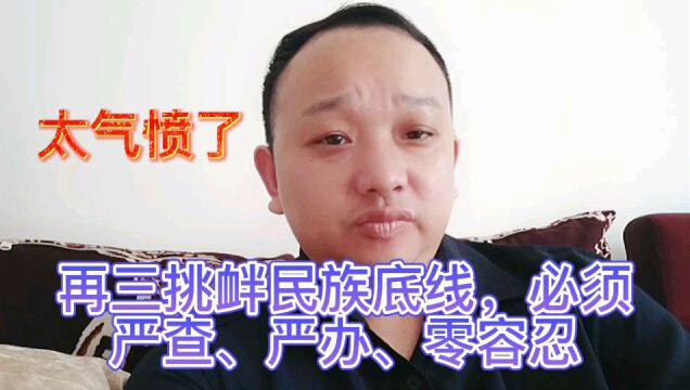 再三挑衅名族底线,必须严查、严办、零容忍