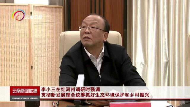 李小三在红河州调研时强调 贯彻新发展理念统筹抓好生态环境保护和乡村振兴