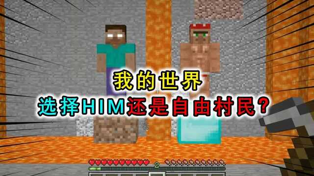 我的世界:选择HIM还是自由的村民?HIM干坏事,被村民制止