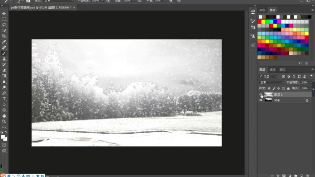 PS替换颜色、笔刷制作雪景照