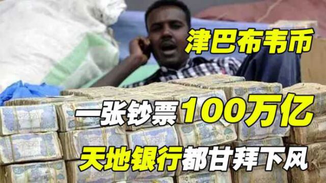 津巴布韦币疯狂贬值,一张钞票100万亿,天地银行都甘拜下风.