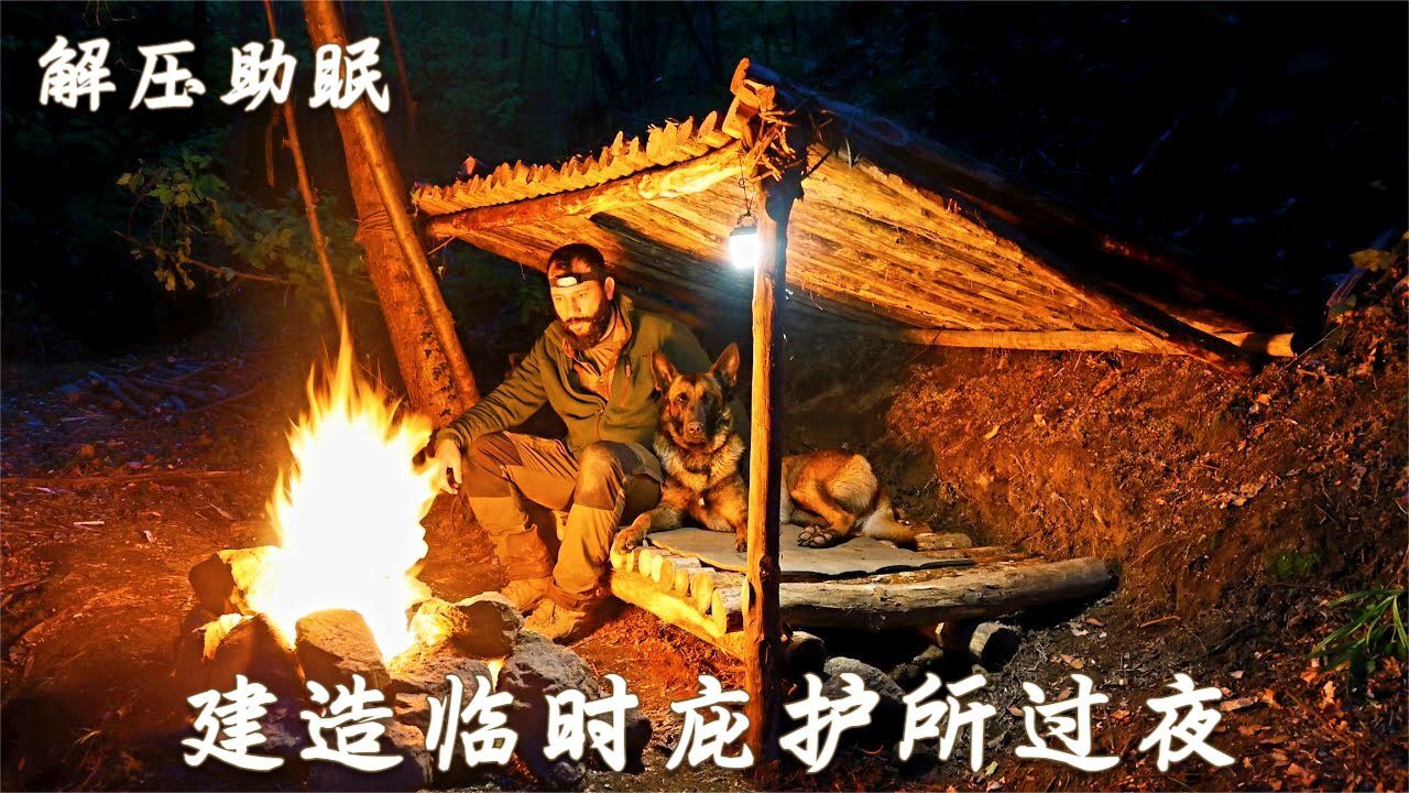 丛林露营,快速建造庇护所过夜