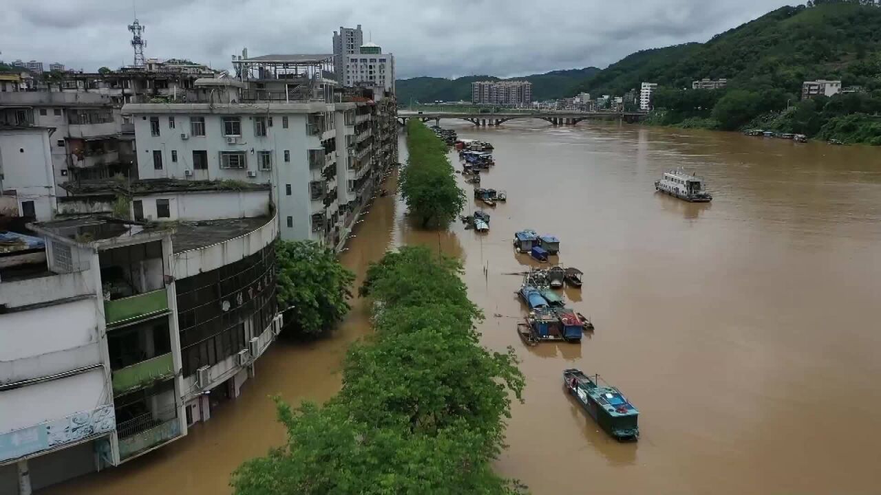 (电视通稿ⷥ›𝥆…ⷧ侤𜚩广东封开:县城街道遭受水浸