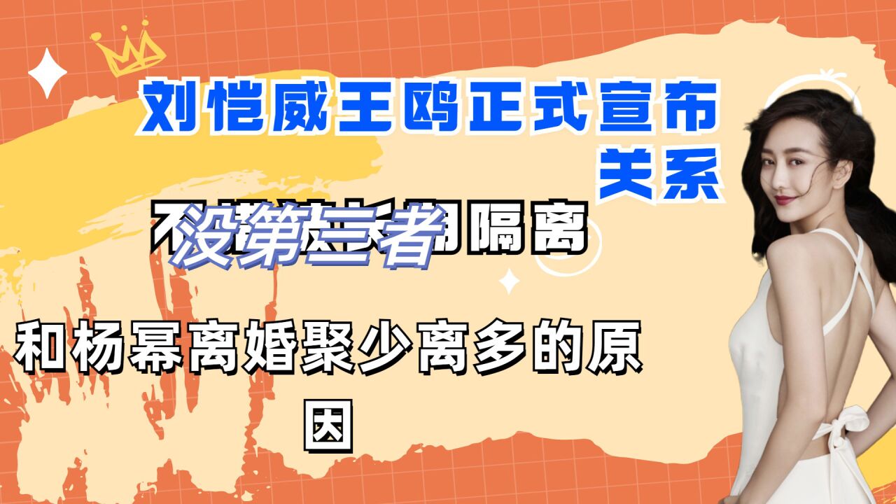 刘恺威王鸥正式宣布关系:没第三者,和杨幂离婚聚少离多的原因!