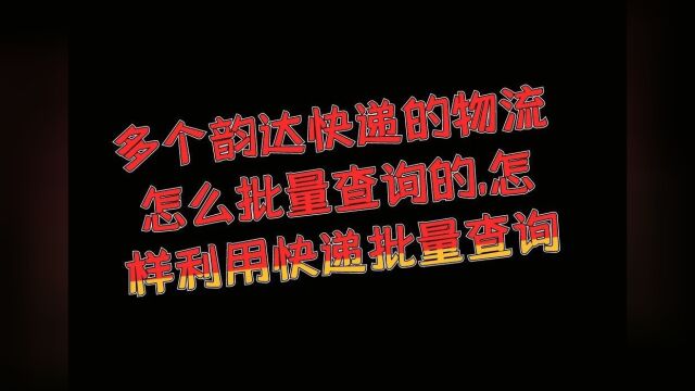 韵达快递的物流信息多个单号时怎样快速查询出全部物流?